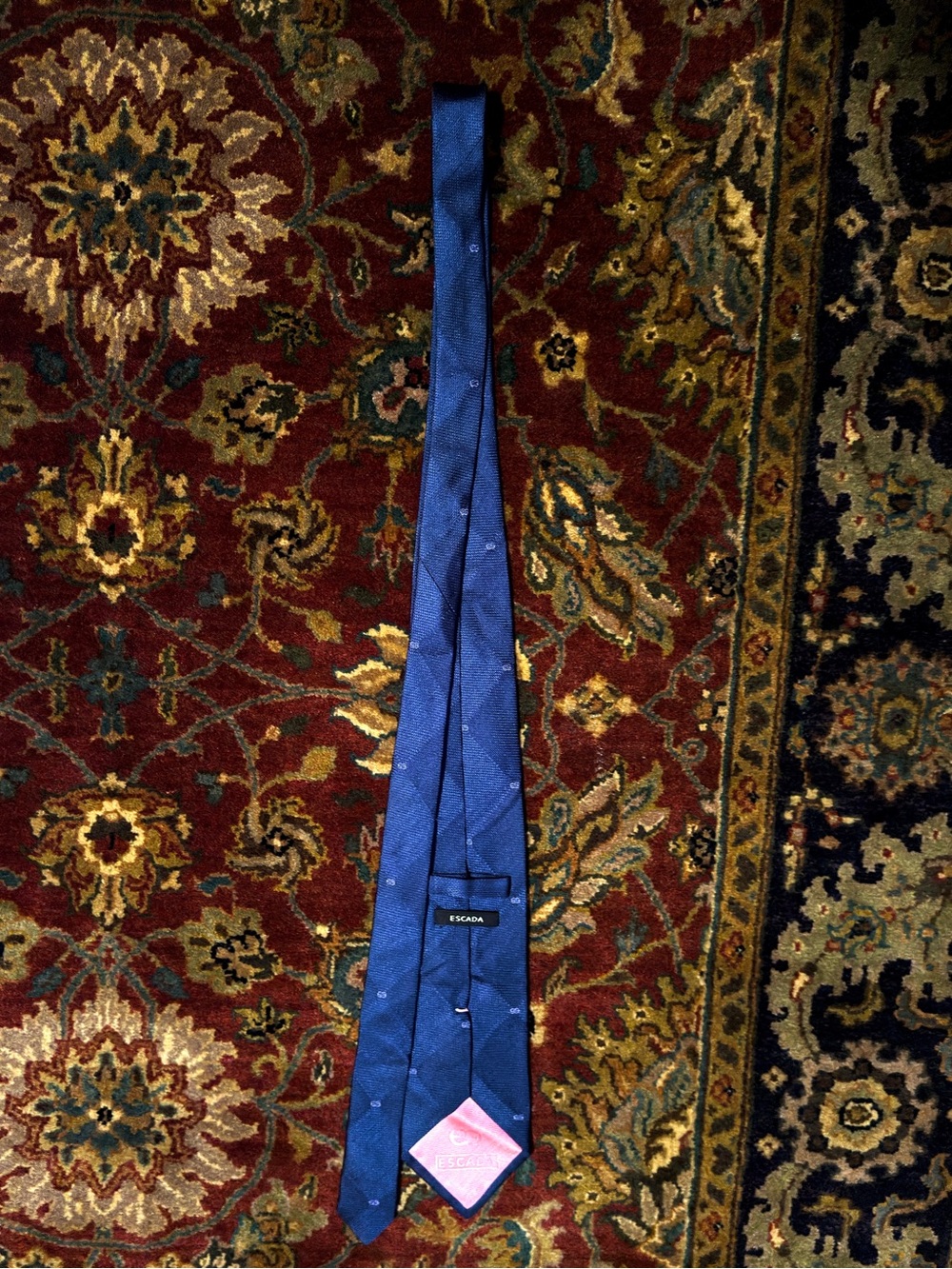 Escada Navy Blue Patterned Silk Tie